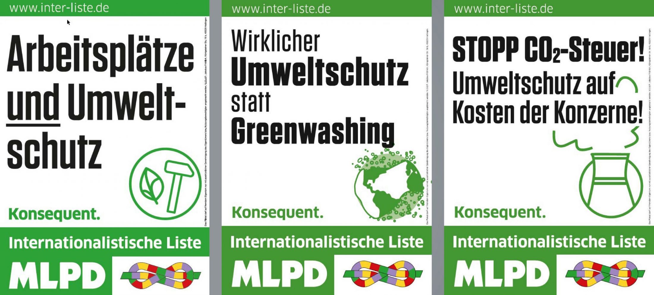3 Plakate Internationalistische Liste - MLPD - Umwelt